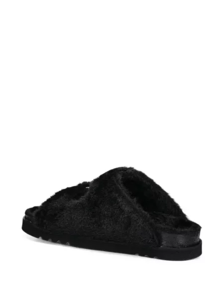 Sandale Scholl cu cataramă cu blană negru