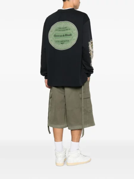Lung tricou Rhude cu imagine negru