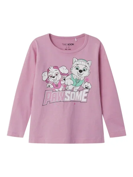 TWO SOON Tricou Paw Patrol albastru deschis / roz alb