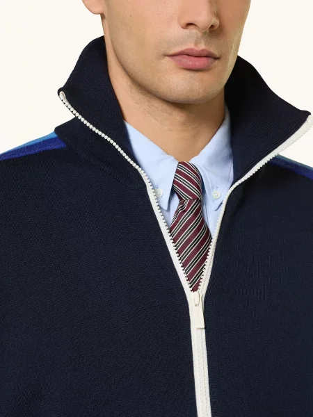 Drôle De Monsieur Svetr La Maille Zippée Drôle Z Merino Vlny tmavě modrá / tmavě modrá bílá