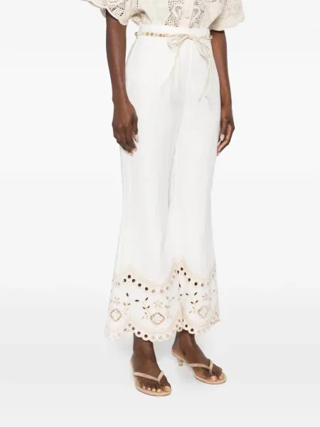 Pantaloni Zimmermann cu broderie alb