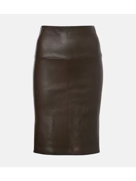 Fustă din piele Stouls până la genunchi maro