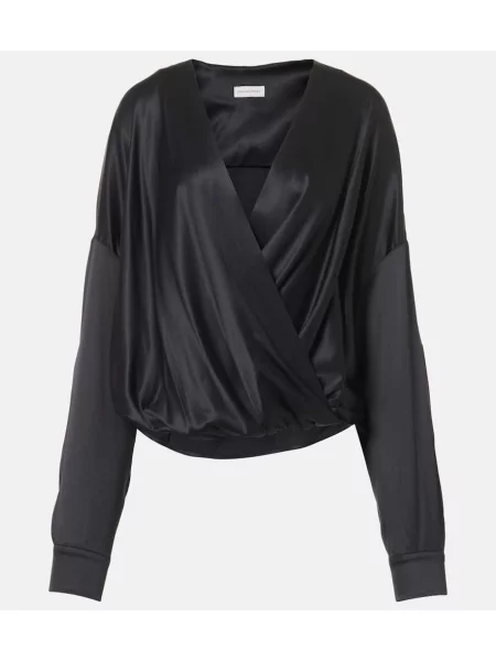 Bluză Dries Van Noten din satin negru