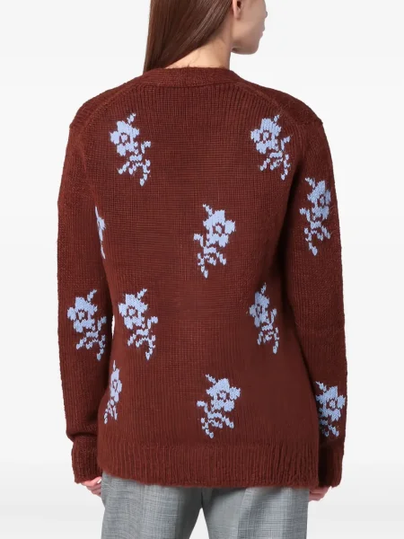 Cardigan Jil Sander cu model floral cu imagine maro