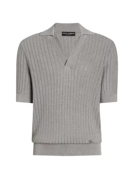 Tricou polo Dolce & Gabbana de mătase gri