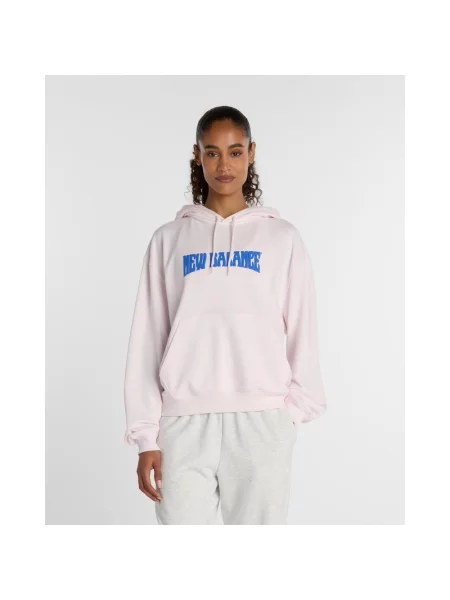 Bluza z kapturem New Balance Wavy Oversized różowa XS niebieska
