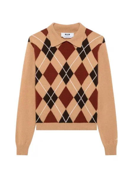 Gulerat tricou polo Msgm cu model argyle