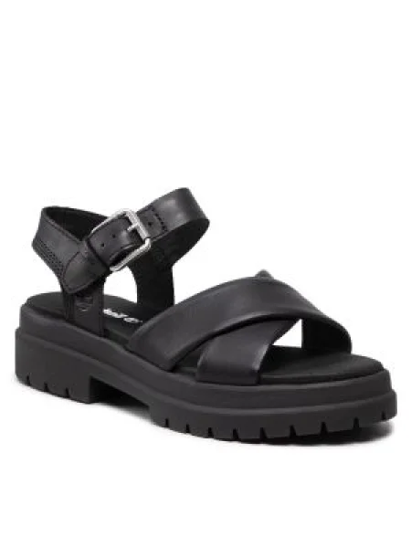 Кожени сандали Timberland London Vibe с платформа черно