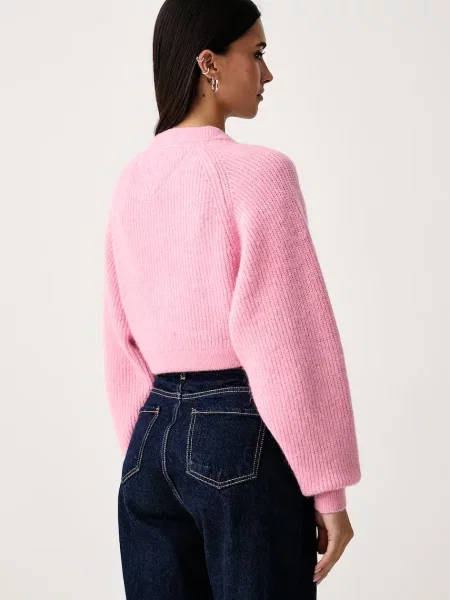 Tommy Jeans sweter z dodatkiem wełny różowy