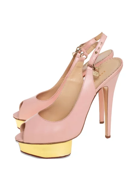 Iš natūralios odos sandalai Charlotte Olympia rožinė
