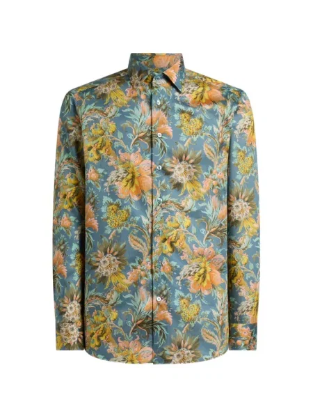 Cămașă Etro cu model floral albastru