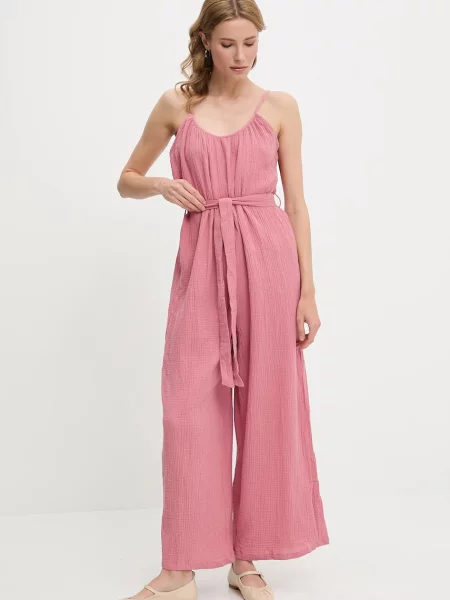 Комбінезон Answear Lab з овальне декольте рожевий