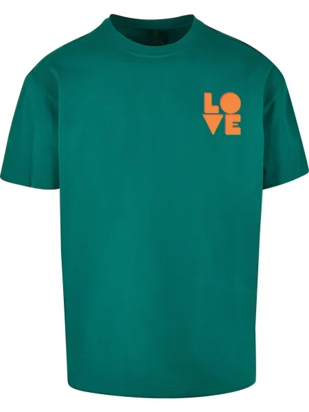 Merchcode Póló Hugs & Love Love smaragd / sötét narancssárga
