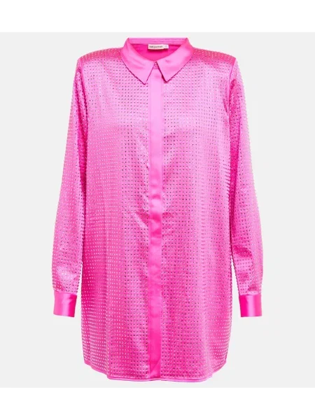 Cămașă Self-portrait din satin de cristal roz