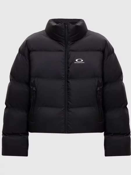 Укорочений пуховик з логотипом Balenciaga чорний