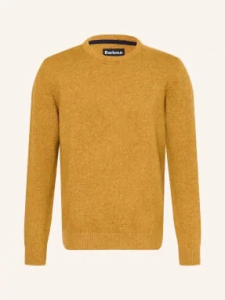 Sweter z mieszanki wełny i jedwabiu z okrągłym dekoltem model TISBURY' Barbour żółty