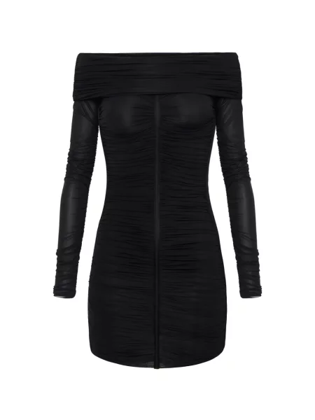 Sukienka mini Elisabetta Franchi drapowana garniturowa czarna