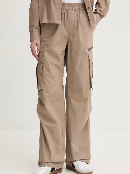 Karl Lagerfeld Jeans spodnie proste high waist beżowy