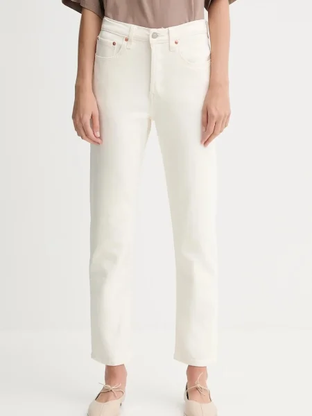 Дънки Levi's CROP с висока талия бежово