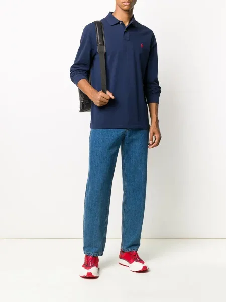 Ilgas polo marškinėliai Polo Ralph Lauren ilgomis rankovėmis mėlyna