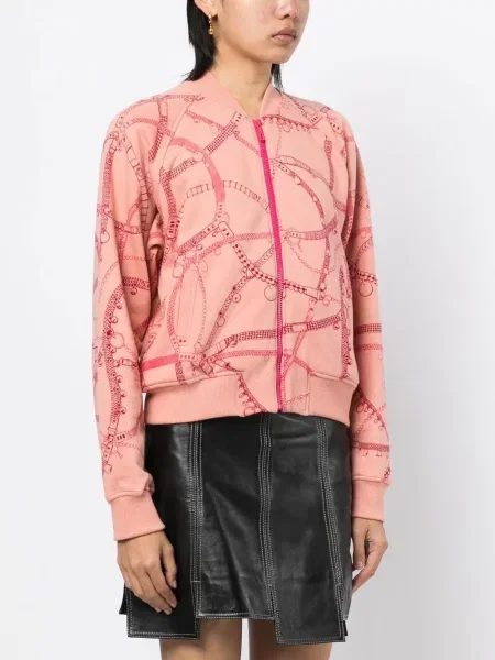 Bunda Hermès Pre-owned s potiskem na ramínka růžová