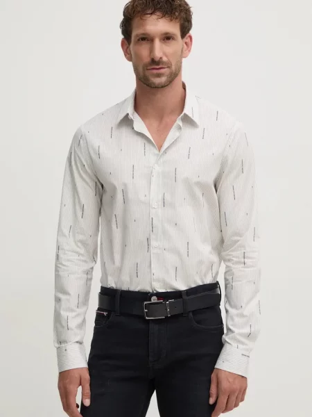 Košile Armani Exchange slim s klasickým límcem bílá