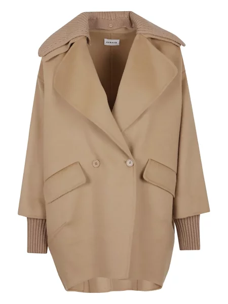 Kołnierzykowy płaszcz Parosh dwurzędowy prążkowany