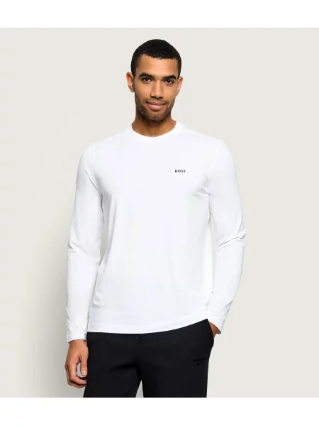 Lung tricou cu mânecă lungă Boss Green stretch alb