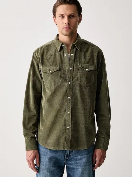 Levi's cămașă pentru bărbați din catifea reiată CLASSIC WESTERN STANDARD verde