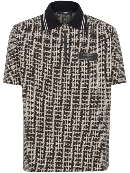 Polo Balmain din jacard negru