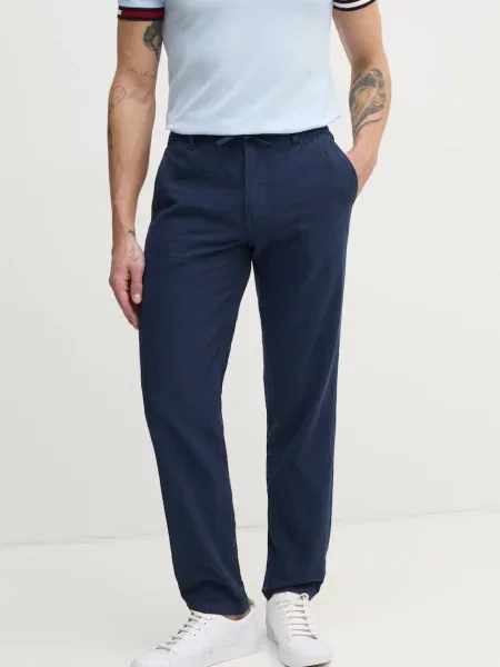 Lanene hlače Lindbergh mornarsko modra