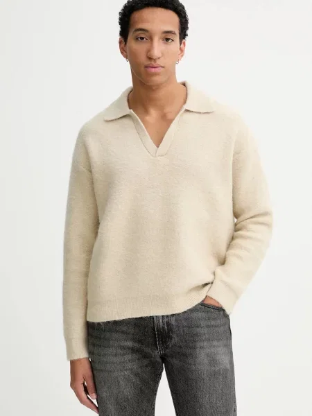 Calvin Klein pulover din amestec de lână bej