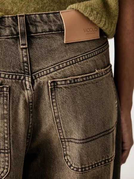 ViCOLO дънки wide leg дамски сиво