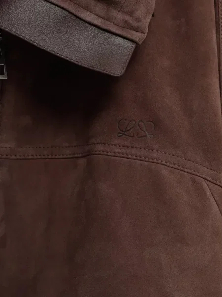 Geacă Loewe din piele de căprioară maro