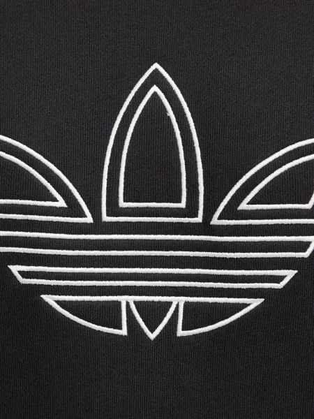 Pantaloni Adidas cu dungi cu broderie din fleece negru