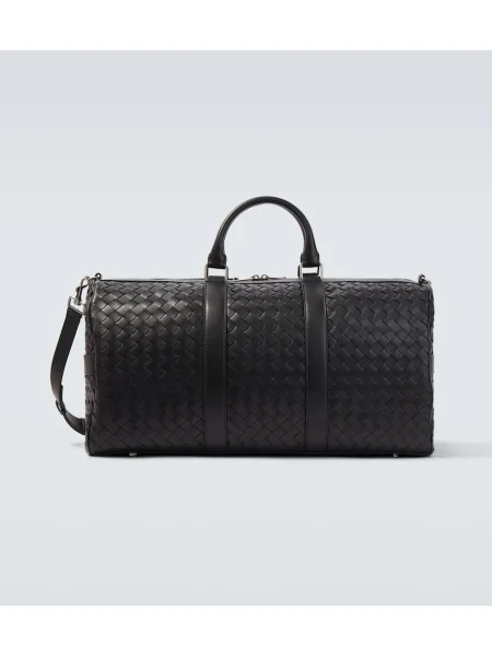 Кожена чанта Bottega Veneta черно
