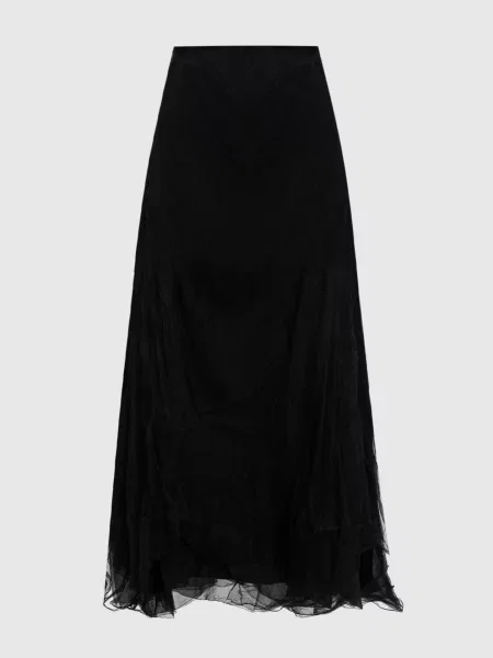 Спідниця максі із шовку з ефектом жатки Marc Le Bihan чорна