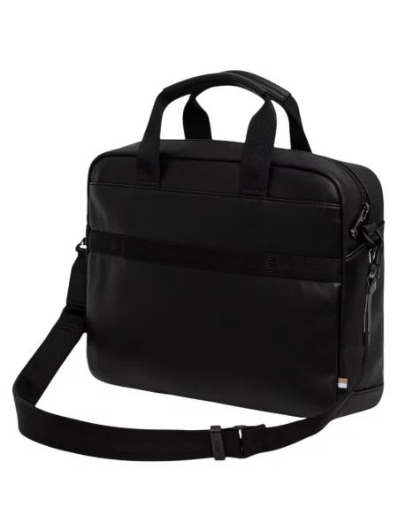 BOSS taška na notebook pánska z imitácie kože Jace_Doc Case čierna