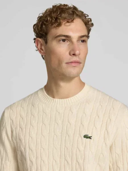 Sweter Lacoste wełniany elegancki biały