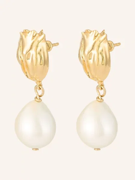 Chloé Visací Náušnice Tulip zlatá / krémová