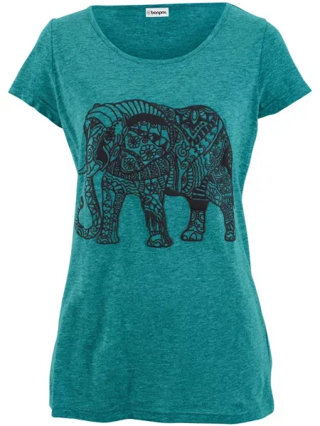 T-shirt z nadrukiem z przodu krótki rękaw niebieska