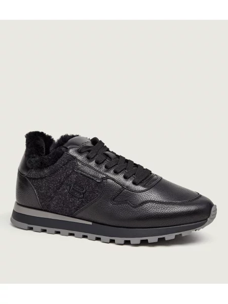 Baldinini De piele căptușite sneakers | shearling cu adaos de lână negru