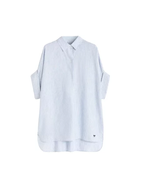 Lniana podróż koszula Weekend Max Mara niebieska