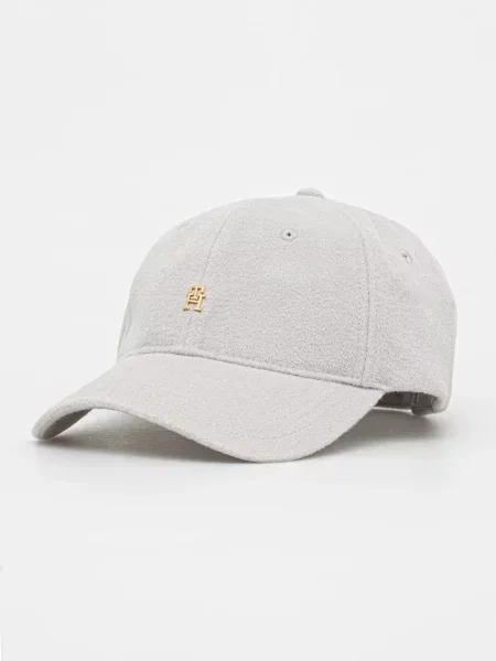Vlněná kšiltovka Tommy Hilfiger šedá