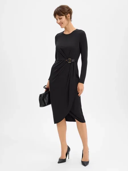 Sukienka midi z okrągłym dekoltem model ‘SABLISE’ Lauren Ralph Lauren czarna