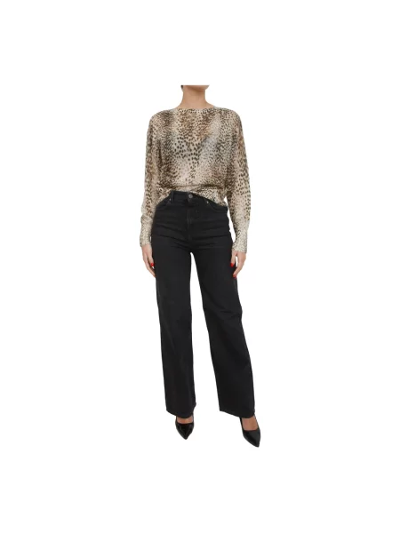 Sweter Twinset wełniany brązowy