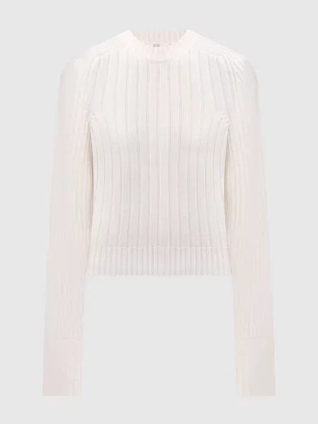 Светр з вовни та кашеміру в рубчик Co білий