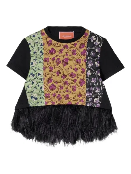 Bluză La Doublej cu pene negru