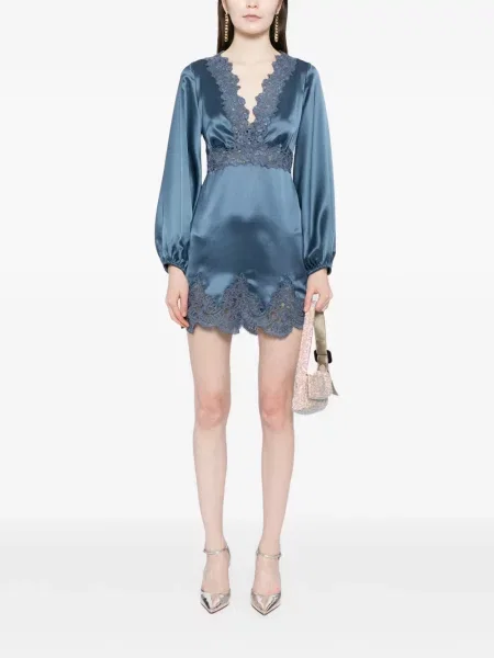 Rochie mini Cynthia Rowley din satin de costum albastru