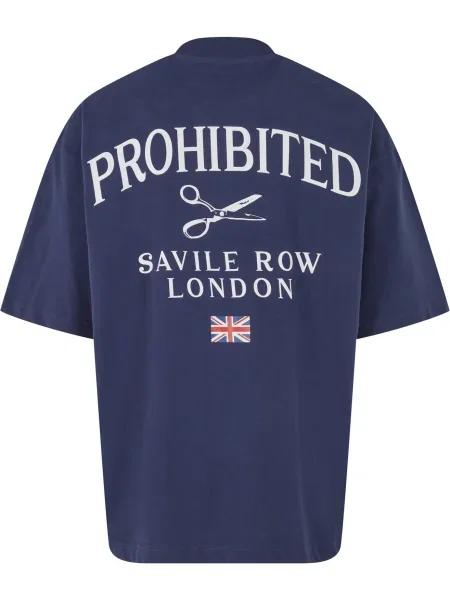 Prohibited Oversize póló Savile Row tengerészkék / indigó / piros fehér